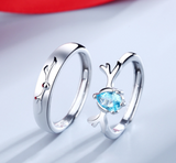 Lianfudai CHEISTMAS gifts for her 2 Pcs Sun Moon Lover Couple Rings Simple Opening Ring For Couple Men Women Wedding Engagement Promise Valentine's Day Jewelry