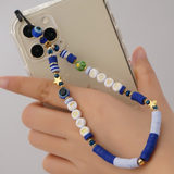 Lianfudai Christmas gifts ideas Phone Chain Charm Beads Strap Telephone Jewelry Evil Eye Mobile Lanyard Polymer Clay Letter LOVE Heishi Wrist Chais