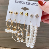 Lianfudai Christmas wishlist Hot Sale Gold Geometric Pearl Drop Earrings for Women New Trendy Circle Earrings Jewelry Female Fashion Statement