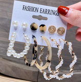 Lianfudai Christmas wishlist Hot Sale Gold Geometric Pearl Drop Earrings for Women New Trendy Circle Earrings Jewelry Female Fashion Statement