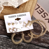 Lianfudai Christmas wishlist Hot Sale Gold Geometric Pearl Drop Earrings for Women New Trendy Circle Earrings Jewelry Female Fashion Statement