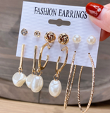 Lianfudai Christmas wishlist Hot Sale Gold Geometric Pearl Drop Earrings for Women New Trendy Circle Earrings Jewelry Female Fashion Statement