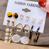 Lianfudai Christmas wishlist Hot Sale Gold Geometric Pearl Drop Earrings for Women New Trendy Circle Earrings Jewelry Female Fashion Statement