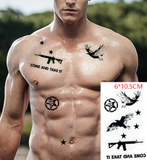 Lianfudai  Christmas Waterproof Temporary Tattoo Sticker black machine gun tatto flash tatoo fake tattoos for men women