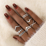 Lianfudai  New Bohemian Crystal Evil Eye Rhinestone Gold Color Rings For Women Vintage Ladies Midi Knuckle Finger Ring Sets