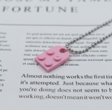 Lianfudai 2PCS Beads Chain Necklace Building Brick Love Heart Pendant Necklace for Women Couple Matching Gifts Paired Girls Necklaces