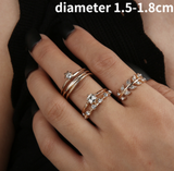 Lianfudai father's day gifts  15Pcs/Set Aesthatic Vintage Ring Set Man Personality Punk Set Of Ring Set Gothic Mens Rings For Women Grunge Jewelry Wholesale