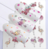 Lianfudai  gifts for women FWC 1 PC Summer Flower Series Nail Water Decals Cute Cat Pattern Tranfer Sticker Flamingo Fruit Nail Art Decoration