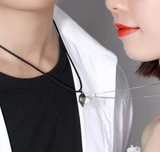 Lianfudai christmas wishlist gifts hot sale new 2Pcs Magnetic Couple Necklace Lovers Heart Pendant Distance Faceted Charm Necklace Women Valentine's Day Gift