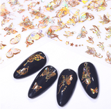 Lianfudai gifts for women 1PC iridescent 3D Butterfly Nail Art Stickers Adhesive Sliders Colorful DIY Golden Nail Transfer Decals Foils Wraps Decoration