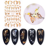 Lianfudai gifts for women 1PC iridescent 3D Butterfly Nail Art Stickers Adhesive Sliders Colorful DIY Golden Nail Transfer Decals Foils Wraps Decoration