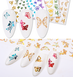 Lianfudai gifts for women 1PC iridescent 3D Butterfly Nail Art Stickers Adhesive Sliders Colorful DIY Golden Nail Transfer Decals Foils Wraps Decoration