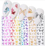 Lianfudai gifts for women 1PC iridescent 3D Butterfly Nail Art Stickers Adhesive Sliders Colorful DIY Golden Nail Transfer Decals Foils Wraps Decoration