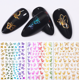 Lianfudai gifts for women 1PC iridescent 3D Butterfly Nail Art Stickers Adhesive Sliders Colorful DIY Golden Nail Transfer Decals Foils Wraps Decoration