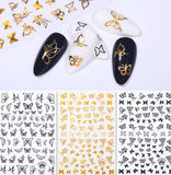 Lianfudai gifts for women 1PC iridescent 3D Butterfly Nail Art Stickers Adhesive Sliders Colorful DIY Golden Nail Transfer Decals Foils Wraps Decoration