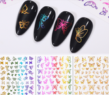 Lianfudai gifts for women 1PC iridescent 3D Butterfly Nail Art Stickers Adhesive Sliders Colorful DIY Golden Nail Transfer Decals Foils Wraps Decoration