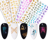 Lianfudai gifts for women 1PC iridescent 3D Butterfly Nail Art Stickers Adhesive Sliders Colorful DIY Golden Nail Transfer Decals Foils Wraps Decoration