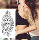 Lianfudai Waterproof Temporary Tattoo Sticker Flower Rose Flash Tattoos Lalash Tattoos Snake Lion Body Art Arm Fake Sleeve Tatoo Women