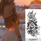 Lianfudai Waterproof Temporary Tattoo Sticker Flower Rose Flash Tattoos Lalash Tattoos Snake Lion Body Art Arm Fake Sleeve Tatoo Women