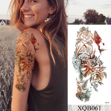 Lianfudai Waterproof Temporary Tattoo Sticker Flower Rose Flash Tattoos Lalash Tattoos Snake Lion Body Art Arm Fake Sleeve Tatoo Women