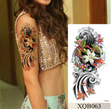 Lianfudai Waterproof Temporary Tattoo Sticker Flower Rose Flash Tattoos Lalash Tattoos Snake Lion Body Art Arm Fake Sleeve Tatoo Women