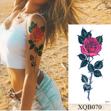 Lianfudai Waterproof Temporary Tattoo Sticker Flower Rose Flash Tattoos Lalash Tattoos Snake Lion Body Art Arm Fake Sleeve Tatoo Women