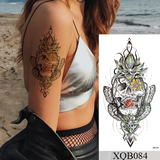 Lianfudai Waterproof Temporary Tattoo Sticker Flower Rose Flash Tattoos Lalash Tattoos Snake Lion Body Art Arm Fake Sleeve Tatoo Women