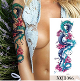 Lianfudai Waterproof Temporary Tattoo Sticker Flower Rose Flash Tattoos Lalash Tattoos Snake Lion Body Art Arm Fake Sleeve Tatoo Women