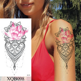 Lianfudai Waterproof Temporary Tattoo Sticker Flower Rose Flash Tattoos Lalash Tattoos Snake Lion Body Art Arm Fake Sleeve Tatoo Women