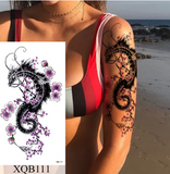 Lianfudai Waterproof Temporary Tattoo Sticker Flower Rose Flash Tattoos Lalash Tattoos Snake Lion Body Art Arm Fake Sleeve Tatoo Women