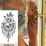 Lianfudai Waterproof Temporary Tattoo Sticker Flower Rose Flash Tattoos Lalash Tattoos Snake Lion Body Art Arm Fake Sleeve Tatoo Women