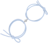 Lianfudai 2pcs Magnetic Bracelet Stainless Steel Heart Pendant Charm Couple Bracelets for Lover Friend Men Women Braid Rope Bracelets