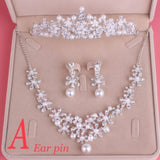 Lianfudai bridal jewelry set for wedding Wedding Bride Jewelry Sets Pearl Tiara Necklace Earrings Sets for Women Hair Accessories Crowns Necklace Set Tiaras Diadema