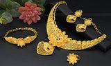 Lianfudai bridal jewelry set for wedding  African Gold Jewelry Set Flower Necklace Sets For Women Bride Earrings Rings Indian Nigerian Wedding Jewelery Set Gift