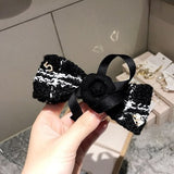 Lianfudai Camellia Barrette for Women Girl Flower Hair Clip Black White Hairpin Autumn Winter Hair Accessories Wholesale Drop Shipping