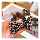 Lianfudai Women Scrunchies Elastic Hair Ties Bands Adult Leopard Bow Knot Fashion Girl Korean Mujer Accessories Hyuna Wholesale