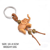 Lianfudai jewelry gifts for women hot sale Women Men Lucky Wooden Elephant Carving Pendant Keychain Religion Chain Key Ring Keyring Jewelry Wholesale cute keychain