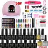 Lianfudai Nail Set 120W UV LED Lamp Dryer 18/12PCS Nail Gel Polish Kit Soak Off Manicure Set Electric Nail Drill Tools Set uñas