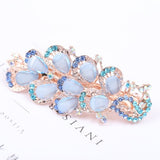 Lianfudai Barrette For Women Girl Rhinestone Crystal Big Hair Clip Hairpin Rose Peacock Flower Floral Head Accessories Wholesale