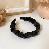 Lianfudai New Trendy Vintage Brown Leather Pleated Headband Smooth Irregular Geometric Folds Hairpin for Women Party Accessories