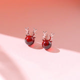 Lianfudai New Creative Christmas Ornament Stylish Christmas Elk Crystal Deer Stud Earrings Women Fashion Jewelry Gift