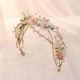 Lianfudai bridal jewelry for wedding Summer Wedding Fairy Hair Jewelry Simulated Pearls Crystal Beads Flower Leaf Headbands Hairpins Clips Headpieces