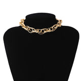 Lianfudai High Quality Punk Lock Choker Necklace Pendant Women Collar Statement Brand Gold Color Chunky Thick Chain Necklace Steampunk Men