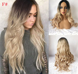 Lianfudai Ladies Blonde Synthetic Long Wavy Wig Grey Braided Wigs Cosplay Party Medium Length Perruque Synthetique Femme Peluca Fantasia