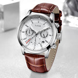 Lianfudai father's day gifts Watches Mens Top Brand Luxury Casual Leather Quartz Men's Watch Business Clock Male Sport Waterproof Date Chronograph