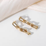 Lianfudai easter gifts for women U-Shaped Buckle Long Chain Drop Earrings For Women Girls Gold Color Statement Earrings Jewelry Accessories