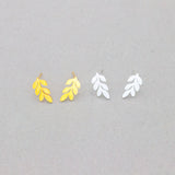 Lianfudai western jewelry for women Cute Stainless Steel Laurel Leaf Stud Earrings Rose Gold Jewelry Minimalist Tree Leaves Earrings For Women Fashion Brincos