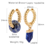 Lianfudai Trend Designs Lapis Jade Opal Freshwater Pearl Round Charm Earrings For Women Handmade Semi-Precious Stone Beads Earrings