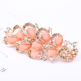 Lianfudai Barrette For Women Girl Rhinestone Crystal Big Hair Clip Hairpin Rose Peacock Flower Floral Head Accessories Wholesale