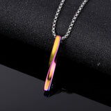 Lianfudai father's day gifts Fashion Simple Punk Spiral Rectangle Pendant Necklace Men Trendy Minimalist Stainless Steel Necklace Male Neck Jewelry Gift